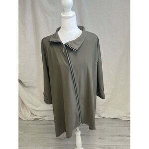 Jason by Comfy USA Asymmetric Zip Mock Neck Army Green Techwear Athleisure Sz‎ S